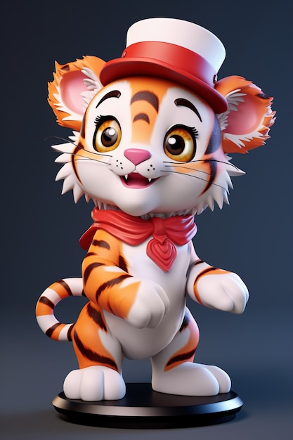 Free Photo cute tiger wearing clothes in studio