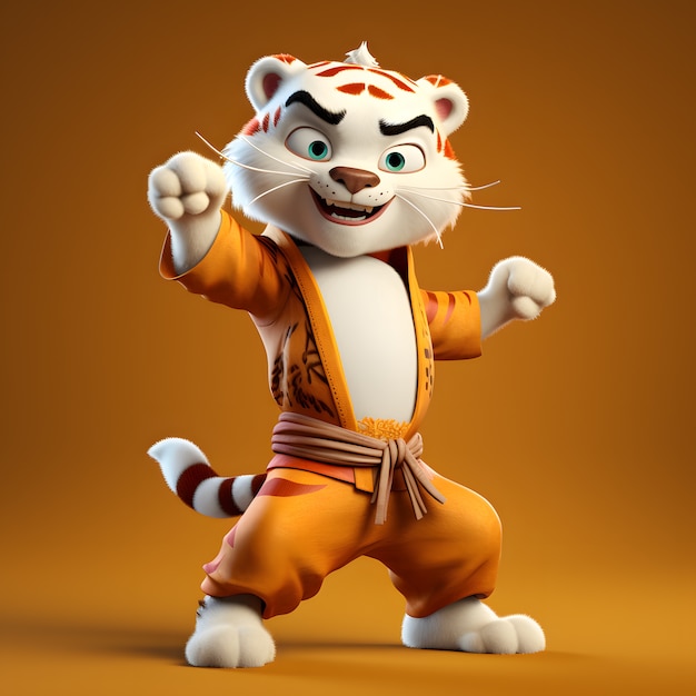 Free photo cute tiger wearing  karate uniform