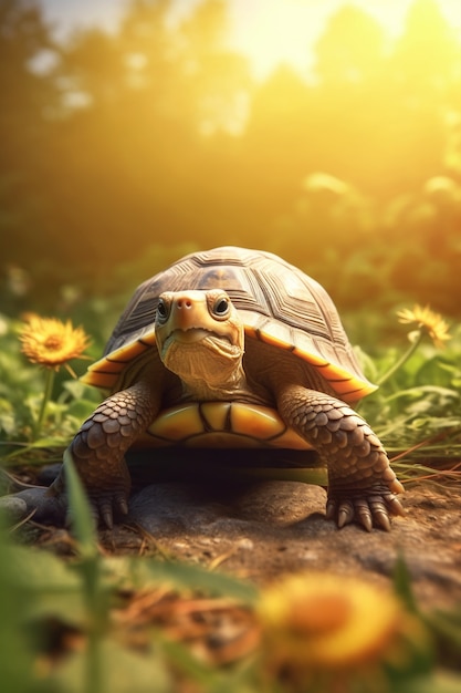 Free Photo cute tortoise in forest