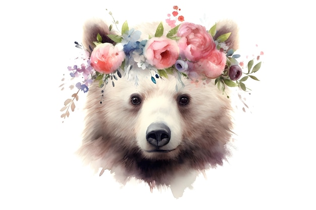 Free photo cute watercolor bear head background