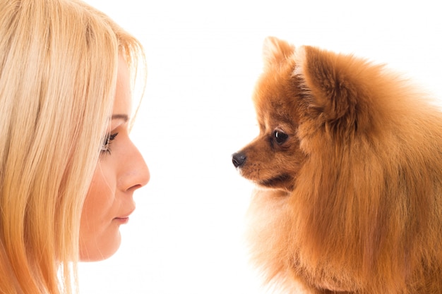 Cute woman with a dog