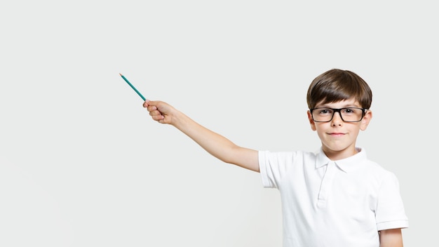 Cute young boy with eyeglasses