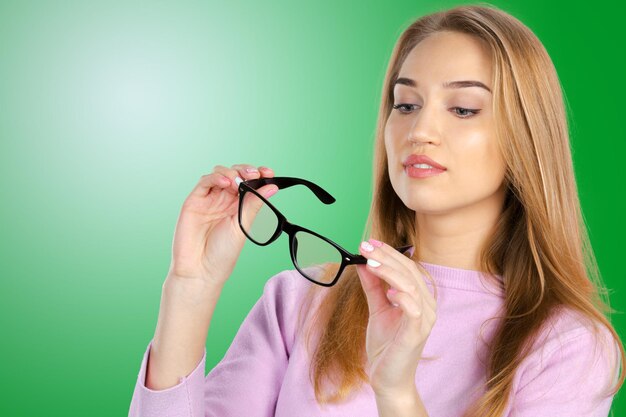 Cute young business woman with glasses