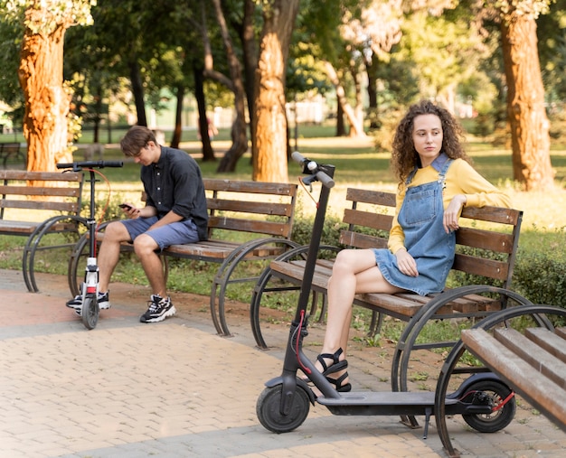 Cute young couple relaxing outdoors