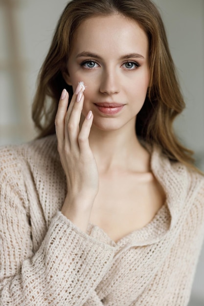 Free photo cute young woman skincare portrait