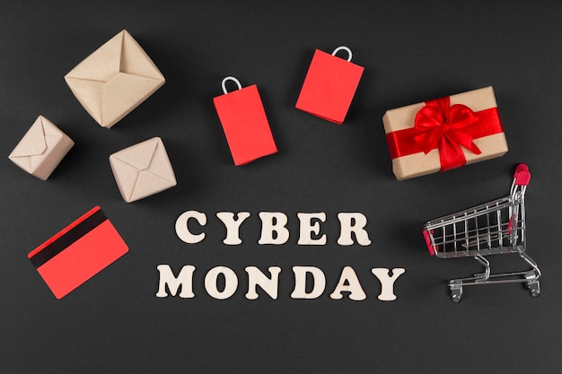 Free Photo cyber monday event elements in miniature