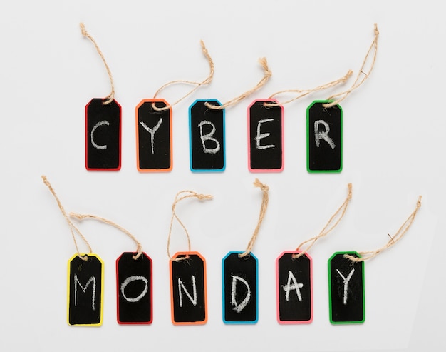 Free photo cyber monday message on tags letters