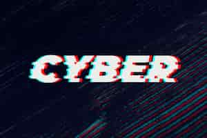 Free photo cyber text in glitch font