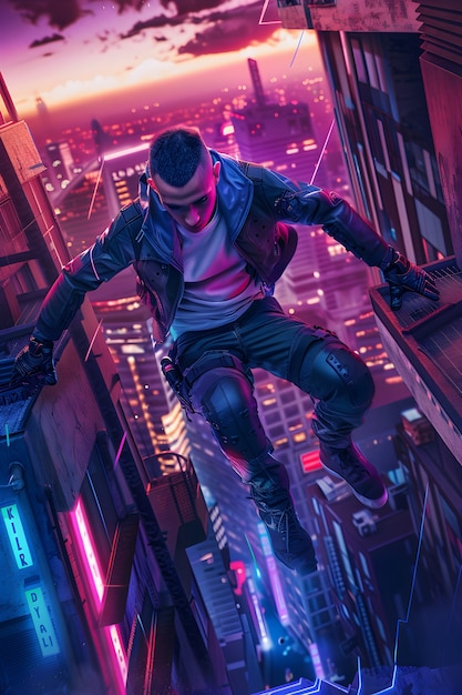 Cyberpunk boy illustration