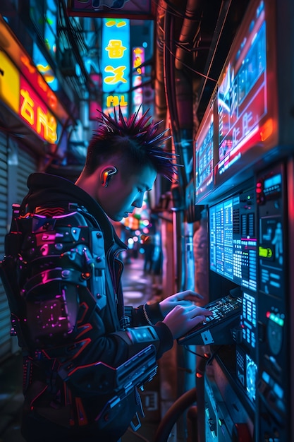 Cyberpunk boy illustration