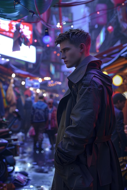 Cyberpunk boy illustration