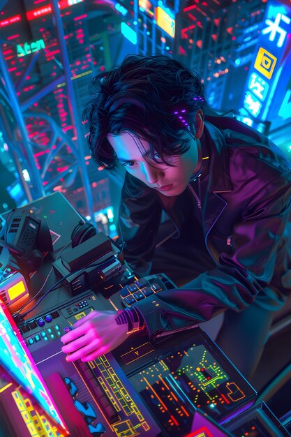 Cyberpunk boy illustration