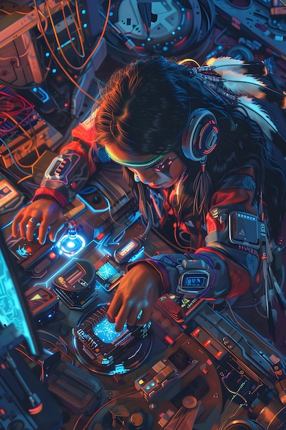 Cyberpunk boy illustration