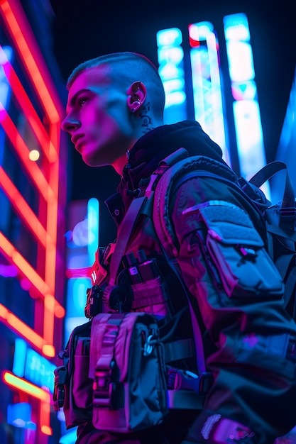 Free Photo cyberpunk boy illustration