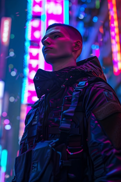 Free photo cyberpunk boy illustration