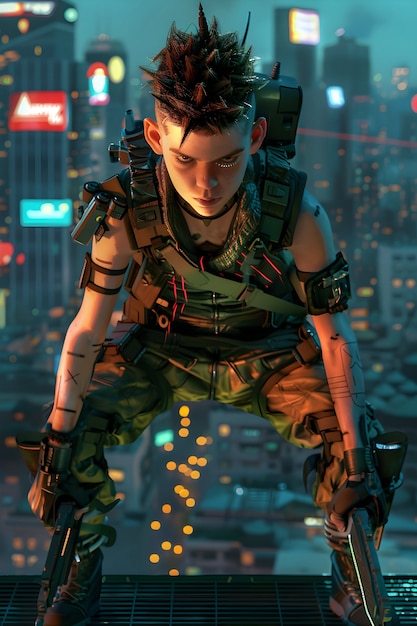 Free Photo cyberpunk boy illustration