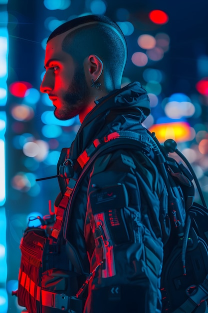 Free Photo cyberpunk boy illustration