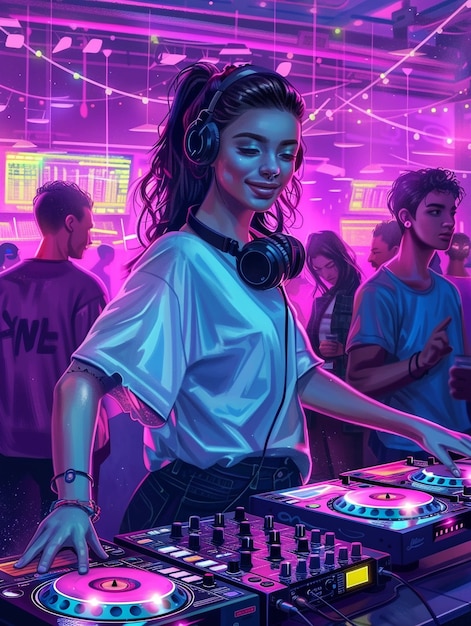 Free photo cyberpunk dj illustration