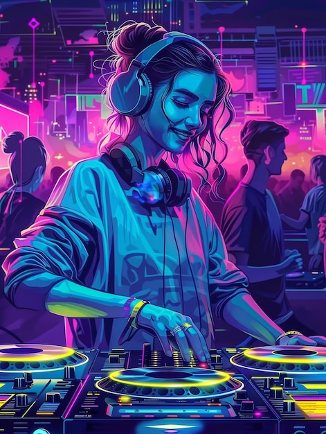 Free photo cyberpunk dj illustration