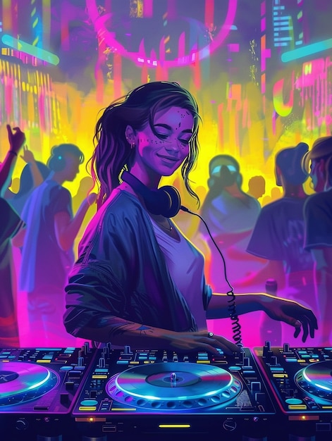 Cyberpunk dj illustration