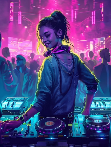 Free photo cyberpunk dj illustration