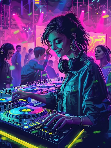 Cyberpunk dj illustration