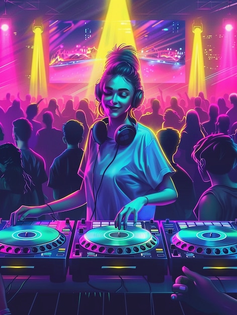 Free Photo cyberpunk dj illustration