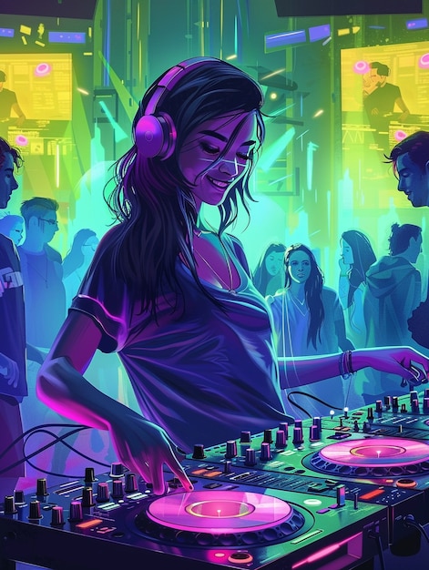 Free Photo cyberpunk dj illustration