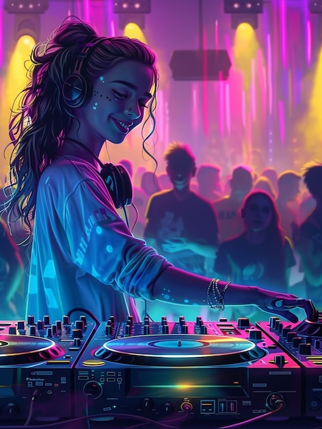 Cyberpunk dj illustration