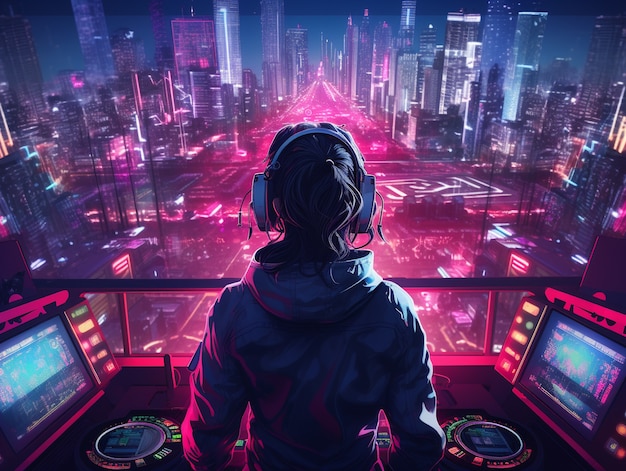 Cyberpunk dj illustration