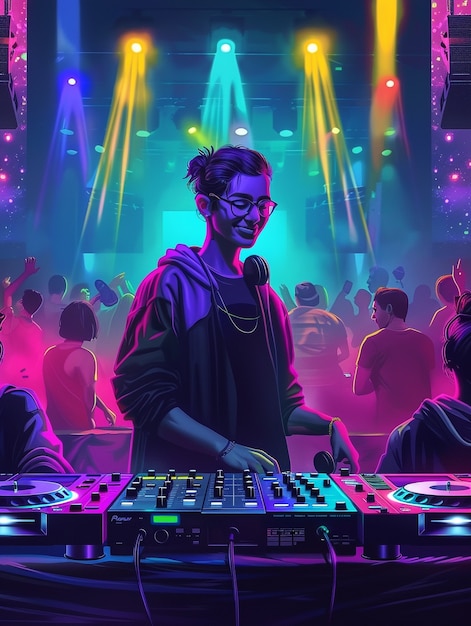 Free Photo cyberpunk dj illustration