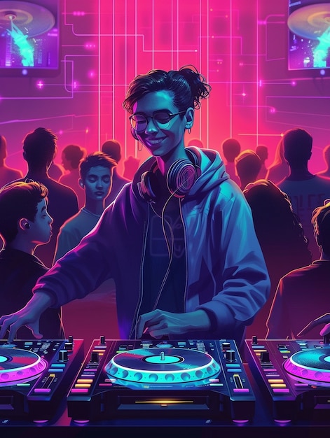 Free Photo cyberpunk dj illustration