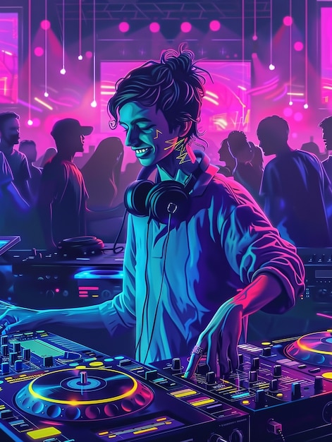 Cyberpunk dj illustration