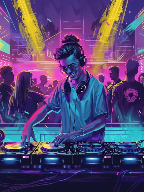 Cyberpunk dj illustration