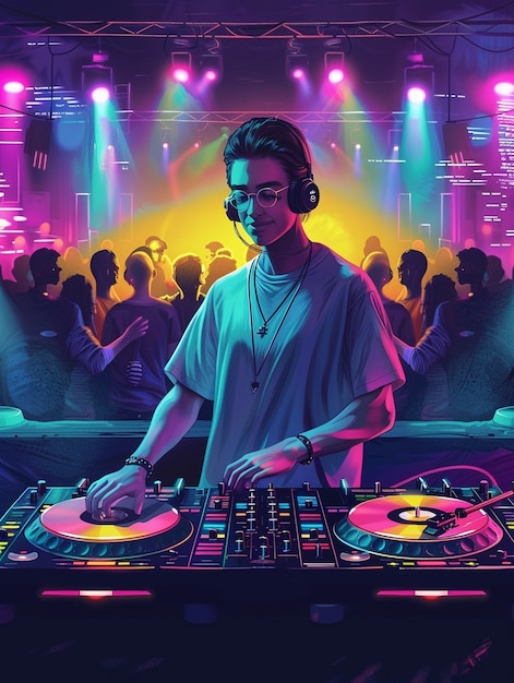 Free photo cyberpunk dj illustration