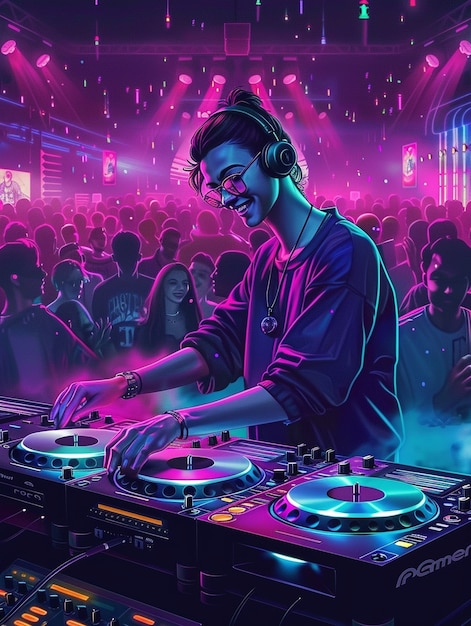 Cyberpunk dj illustration