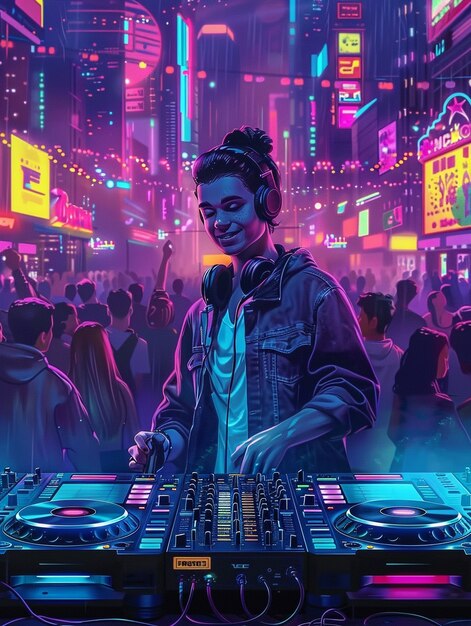 Cyberpunk dj illustration