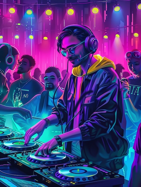 Cyberpunk dj illustration