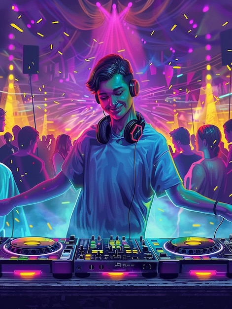 Cyberpunk dj illustration