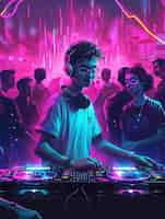 Free photo cyberpunk dj illustration