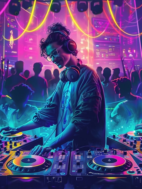 Free Photo cyberpunk dj illustration