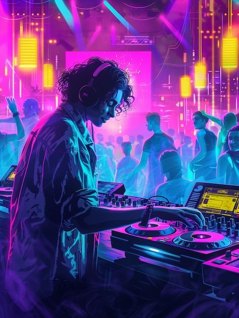 Cyberpunk dj illustration