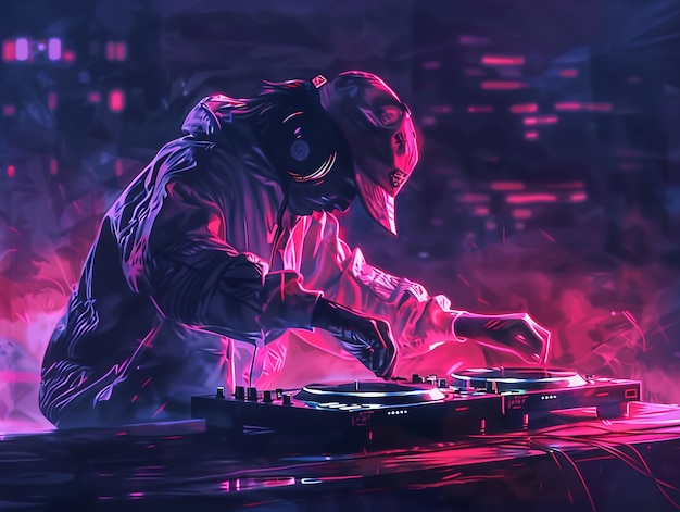 Cyberpunk dj illustration