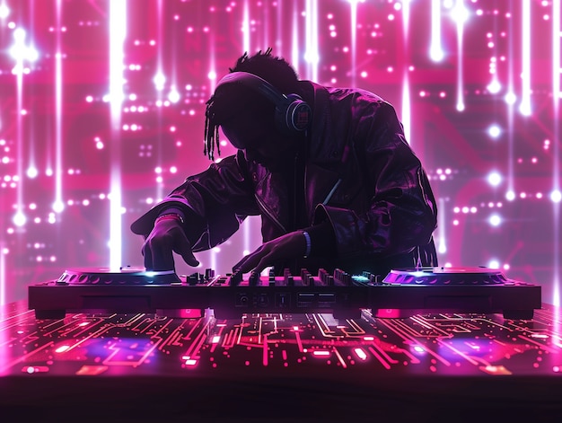 Cyberpunk dj illustration