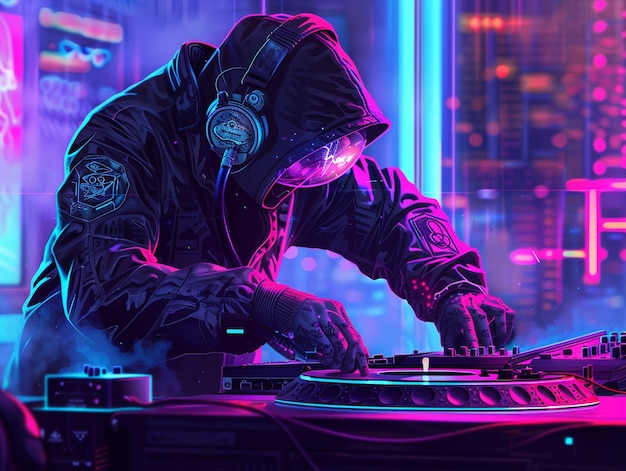 Cyberpunk dj illustration