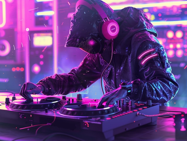 Cyberpunk dj illustration