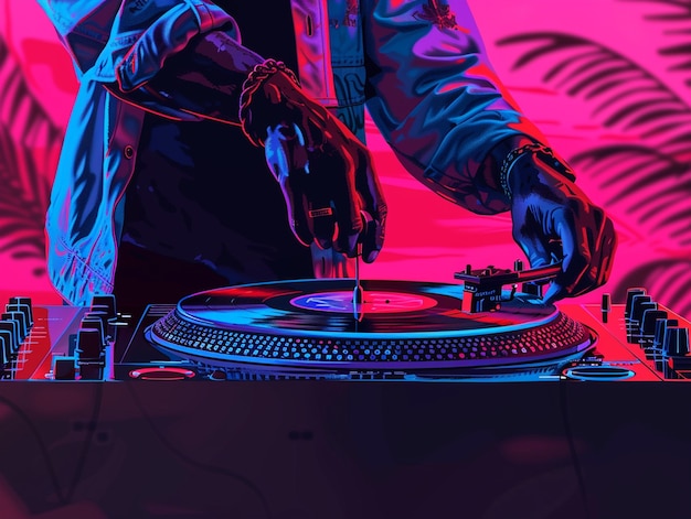 Free photo cyberpunk dj illustration