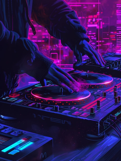 Free Photo cyberpunk dj illustration