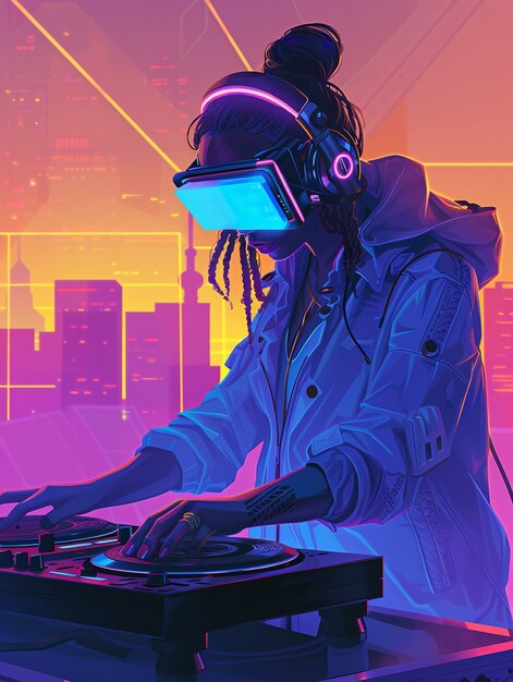 Cyberpunk dj illustration