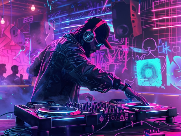 Cyberpunk dj illustration